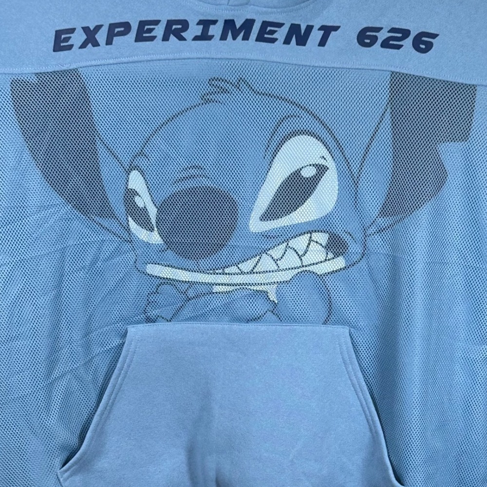 Disney Stitch Experiment 626 Mesh Overlay Hoodie Blue Mens Size 3XL New‎